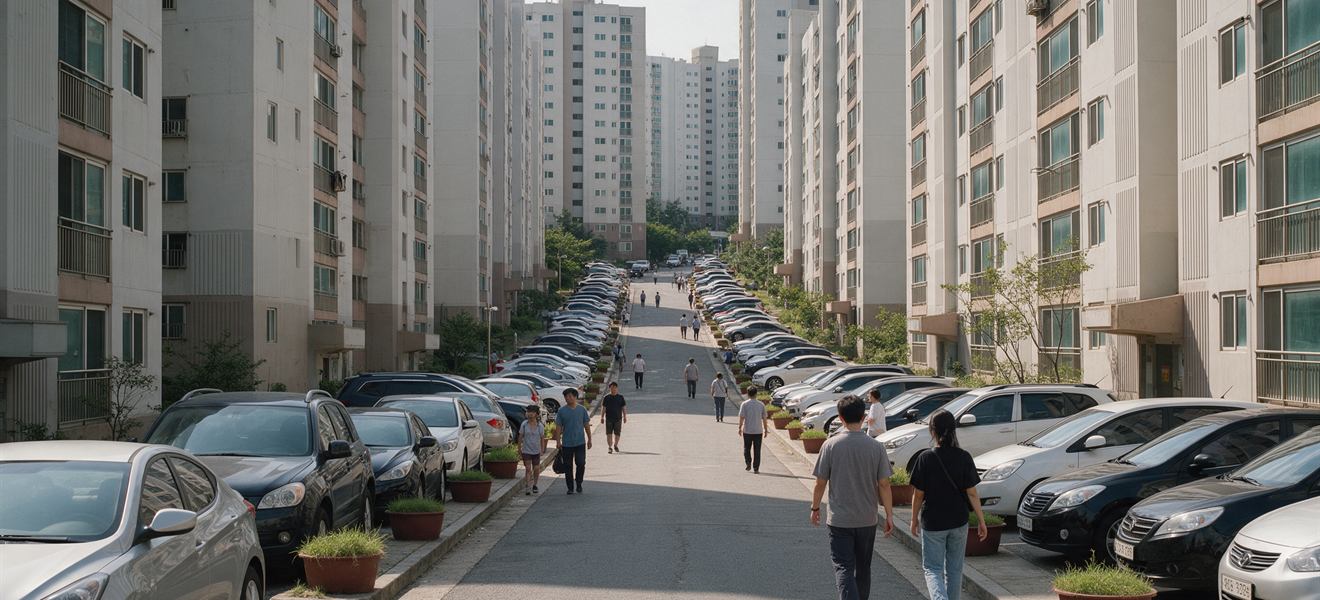 주차 공간이 부족한 노후 아파트 단지